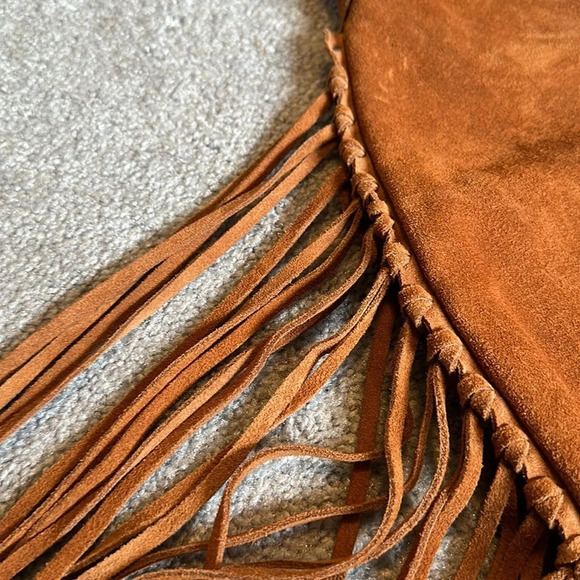 Tshirt & Jeans Genuine Suede Leather Fringe Oversized Boho Bag - Picture 5 of 7